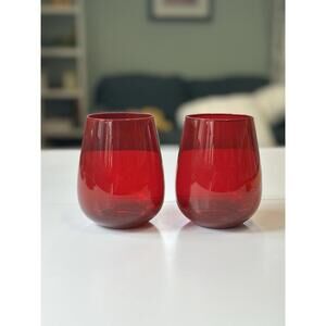 2 Lenox Tuscany Harvest Collection Stemless Red Wine Tumbler Glasses